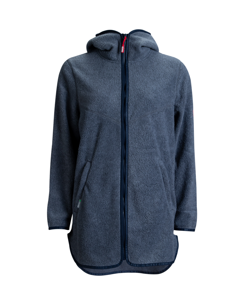 W Pile Hood Jacket Grey Melange L